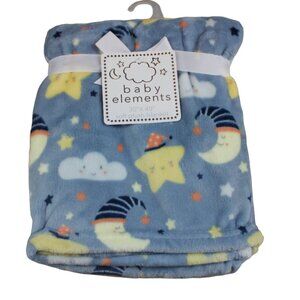 Baby Elements Moon Star Soft Plush Fleece Blanket Infant Boys Blue Night NWT